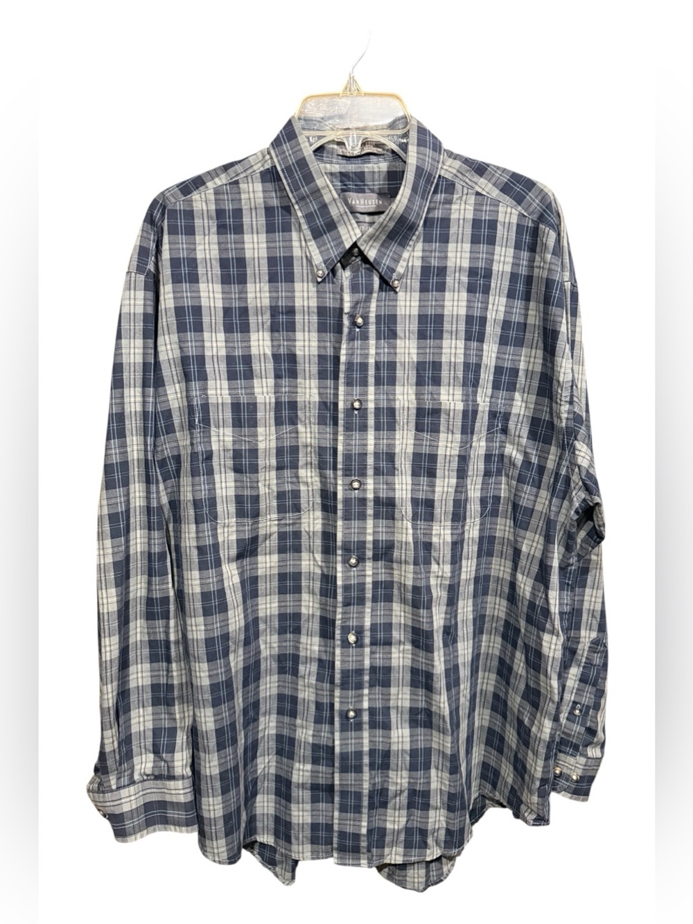 💰BOGO FREE Van Heusen Wrinkle Free Broadcloth Shirt xl 17-17 1/2